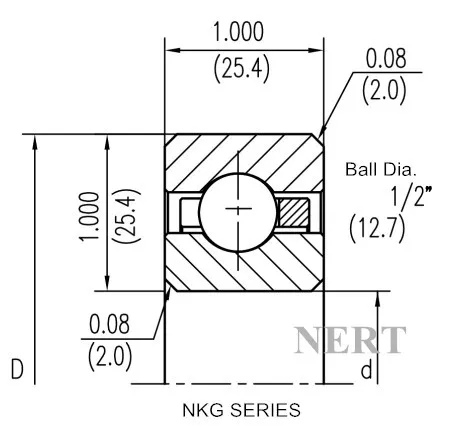 NKG(Φ25.4)等截面薄壁深沟球轴承剖面