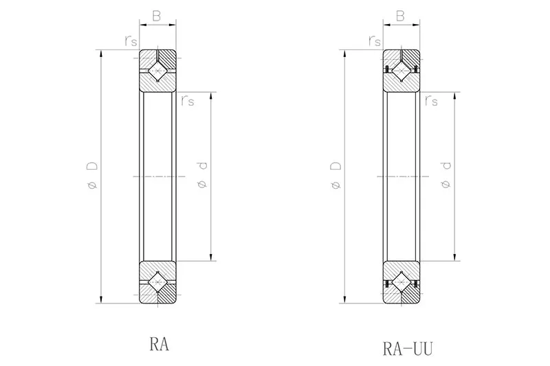 RA系列交叉滚子轴承剖面图