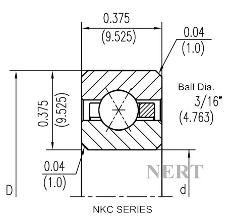 NKC-X(Φ9.525)等截面薄壁四点接触球轴承剖面图
